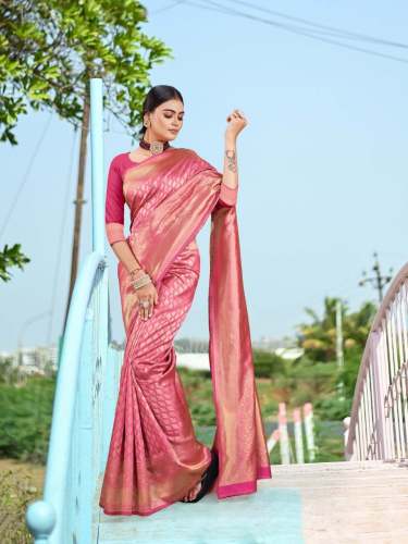  SOFT LICHI SILK KANJIVARAM STYLE WOMEN SAREE