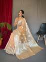 Wedding Wear Soft Muslin Saree With Golden Zari Weaving Border  thumb 6