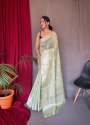 Wedding Wear Soft Muslin Saree With Golden Zari Weaving Border  thumb 9