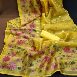 Soft Organza Silk Saree With All Over Embroidered Butti Work