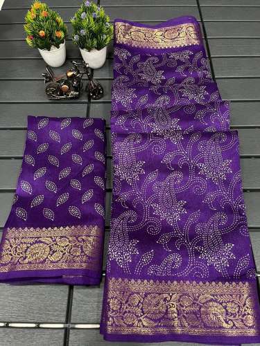 Soft Tusshar Silk Saree With Zari Weaving Zig Zag Border 