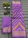 Soft Tusshar Silk Saree With Zari Weaving Zig Zag Border  thumb 1