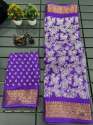 Soft Tusshar Silk Saree With Zari Weaving Zig Zag Border  thumb 3