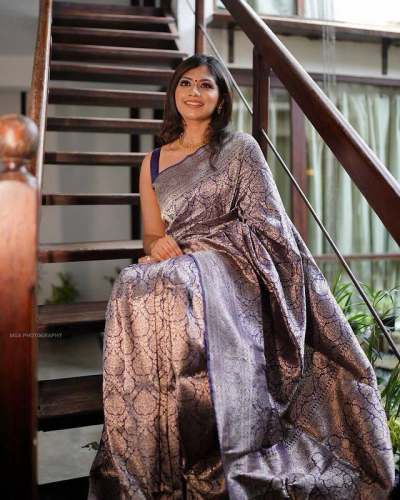 Stunning Royal Blue Banarasi Zari Weaving Saree 
