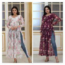 Stylish Butti with Floral Digital Printed Kurti