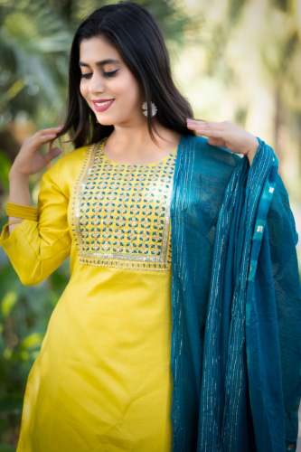 Stylish Cotton Kurti With Embroidery Work 