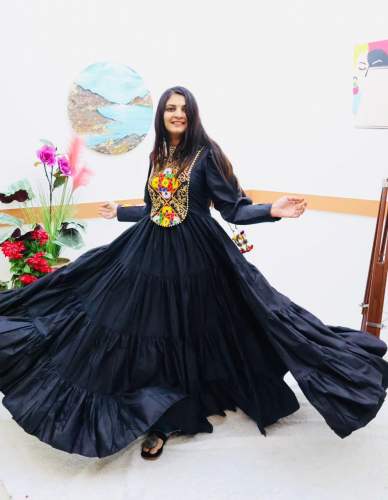Stylish Dal Silk Embroidery Sequence Work Gown 