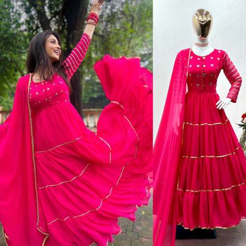 Stylish Heavy Fox Georgette Gown With Embroidery Work 
