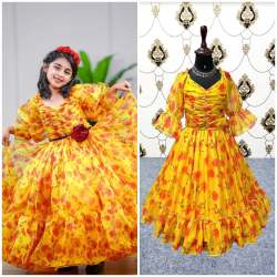 Stylish Kids Wear Organza Silk Gown
