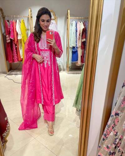 Stylish New Rayon Silk Kurti Pant & Dupatta With Embroidery Work