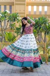 Stylish Patola Silk Gown & Jacquard Weaving Work