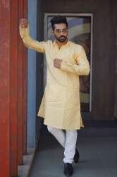 Stylish Soft Jacquard Silk Mens Kurta Pajama 