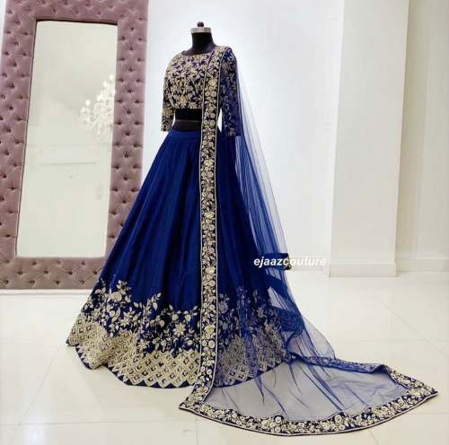 TAFFETA SILK HK-1063 BLUE COLOR LEHENGHA CHOLI