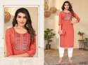 Tesla Rayon with Embroidery work kurti pant thumb 4