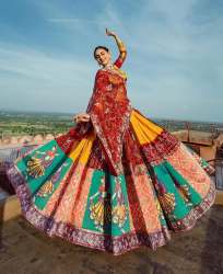 Tranding Butter Silk Navratri Lehenga Choli With Mirror Work 