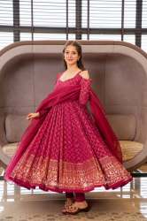 Tranding Faux Georgette Anarkali Gown Pant & Dupatta