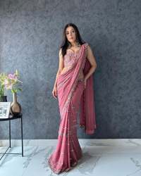 Tranding Faux Georgette Saree With Sequence Work 