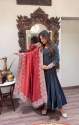 Tranding Heavy Viscose Velvet Embroidery Work Gown With Dupatta  thumb 1