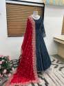 Tranding Heavy Viscose Velvet Embroidery Work Gown With Dupatta  thumb 3