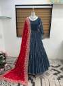 Tranding Heavy Viscose Velvet Embroidery Work Gown With Dupatta  thumb 4