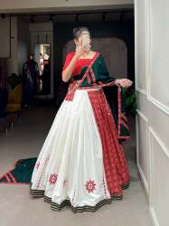 Tranding Pure Cotton Printed Mirror Work Lehenga Choli