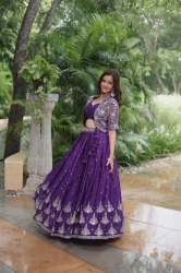 Trending Fashionable Lehenga with Sequins Embroidered work 