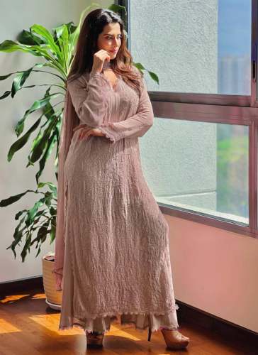 Trending Faux Georgette Kurti With Embroidery work