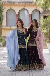 TRENDY DESIGNER KURTI PLAZZO WITH DUPATTA SET