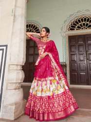  Tussar Silk Lehenga Set with Perfect floral and patola print design 
