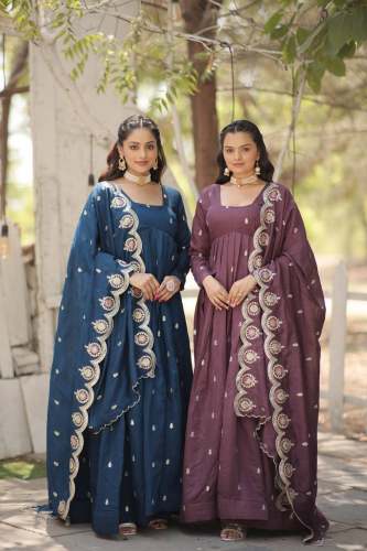 Vichitra Shimmer Gown with Rich Sequins Embroidered work