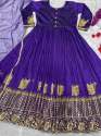 Violet Color Soft Tapeta Embroidered Gown  thumb 3