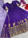 Violet Color Soft Tapeta Embroidered Gown  thumb 4