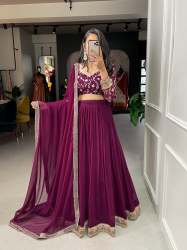 Wedding Wear Georgette Sequence Embroidery Work Lehenga Choli