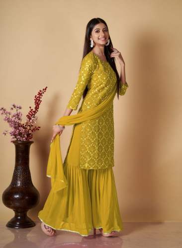 Wedding Wear Georgette Sequence Work Sharara Suits