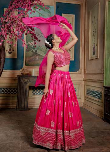 Wedding Wear Heavy Chanderi Cotton Lehenga Choli And Jacket