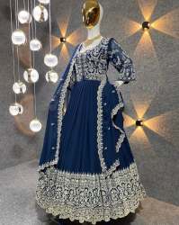 Wedding Wear Heavy Fox Georgette Gown & Dupatta With Embroidery Work 