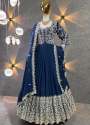 Wedding Wear Heavy Fox Georgette Gown & Dupatta With Embroidery Work  thumb 1