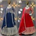 Wedding Wear Heavy Fox Georgette Gown & Dupatta With Embroidery Work  thumb 12