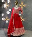 Wedding Wear Heavy Fox Georgette Gown & Dupatta With Embroidery Work  thumb 6