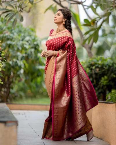 Wedding Wear Litchi Silk Banarasi Saree