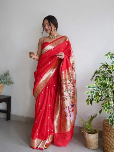 Wedding Wear Pure Zari Golden Weaving Saree 