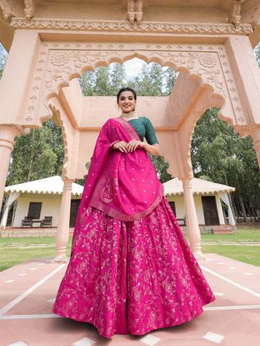 Wedding Wear Viscose Chanderi Weaving Work Lehenga Choli