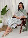 White Color Chanderi viscose Kurti Pant Set 