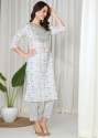 White Color Chanderi viscose Kurti Pant Set  thumb 1