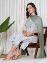 White Color Chanderi viscose Kurti Pant Set  thumb 2