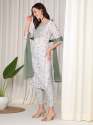White Color Chanderi viscose Kurti Pant Set  thumb 5