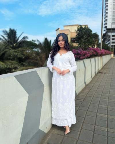 White Color Chikankari Embroidery Work Kurti Pant With Dupatta