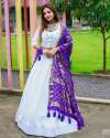 White Color Cotton Lehenga Choli  thumb 1