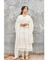 White Color  Cotton Thread Embroidery Work 3 Piece Set 