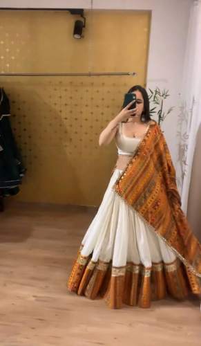 White Color Fiyona Digital Printed Lehenga Choli